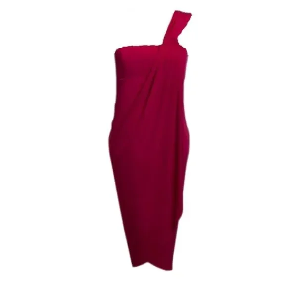 strapless open back dress Short Wrap Cocktail Draped Mini Dress – The Dress Outlet main image 0